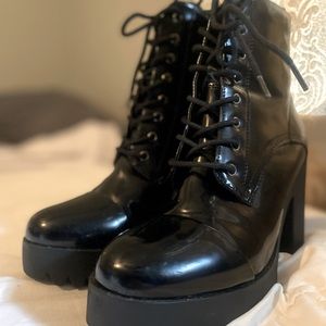 Women’s combat boots with chunky heel. Lightly used.